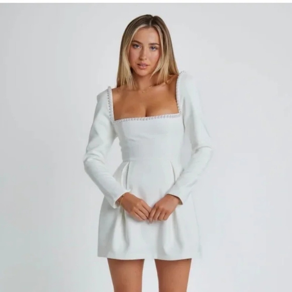 Odd Muse Womens The Ultimate Muse Pearl Dress Size‎ XL White Square Neck Bridal